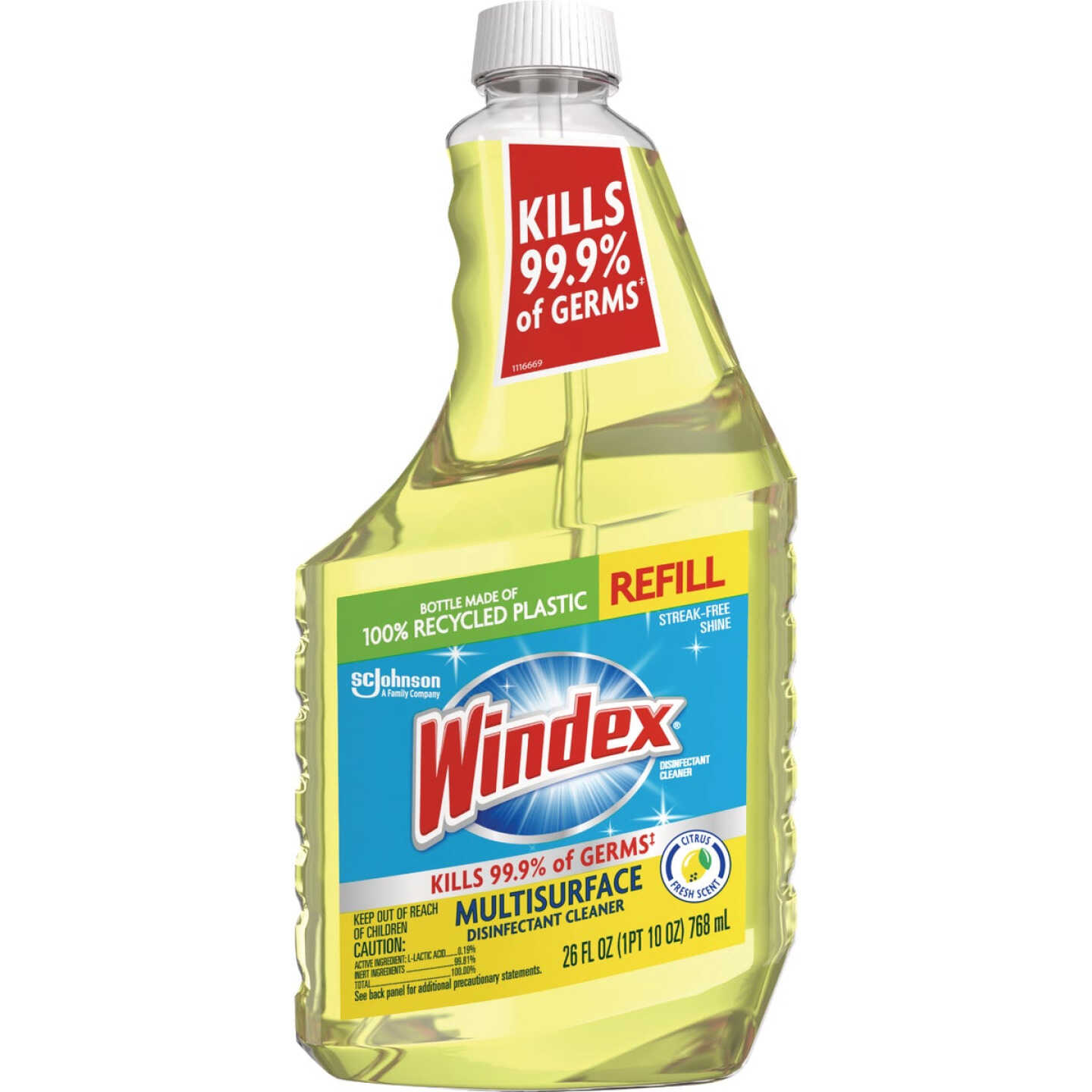 Windex Vinegar Glass Cleaner Refill, 2 Liter  